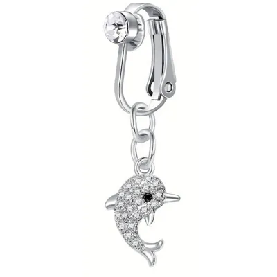 Fake piercing za popek z delfinom